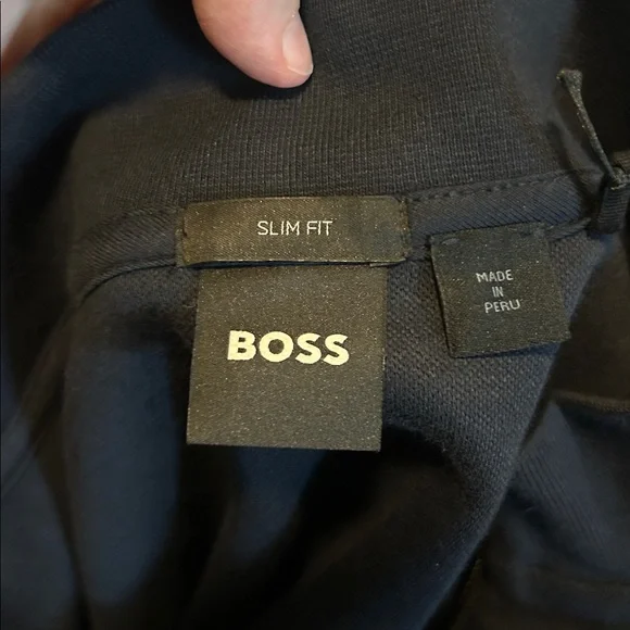 BOSS Men's 3/4 Zip-Up Black Sweater